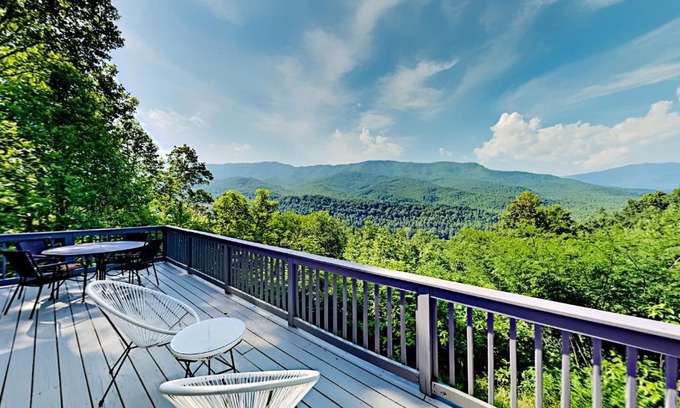 Gatlinburg - Pigeon Forge House | Barenberg Cabin - Secluded Unobstructed Panoramic Smoky Mountains View with Two Master Suites, Loft Game Room, and Hot Tub