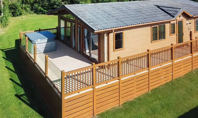 Llansantffraed Ski Chalet | Bay view lodge offers just that, breathtaking views of Ceredigion Bay.