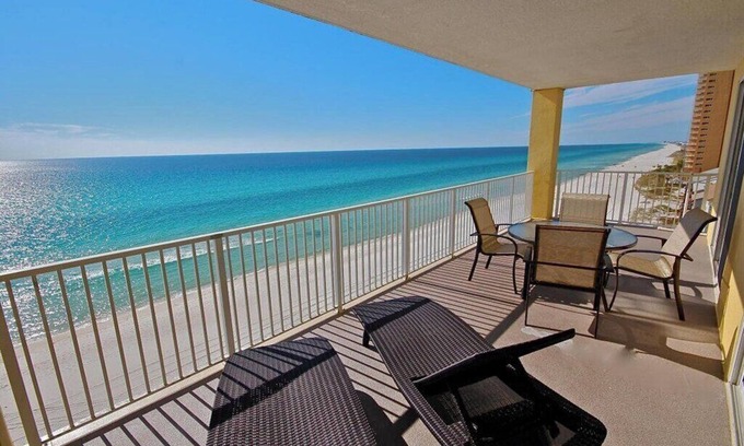 West Panama City Beach Condo | BEACHFRONT-4 Bedrm 4 BA Condo-Open SEPTEMBER-Save $-500 sq ft Beach BALCONY!