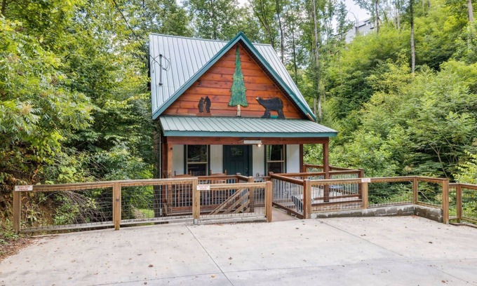 Chalet Village North Cabin | Bearly Hidden: Peaceful Creekside Escape with Hot Tub
