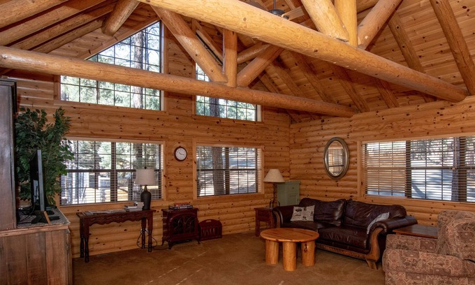 Highland Pines House | Beautiful Log Cabin on an acre in the tall pines with fenced yard for dogs!