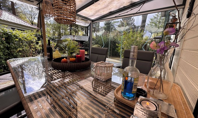 Bosgebied Hoenderloo House | Big deluxe chalet with private jacuzzi, swimming pool on park.