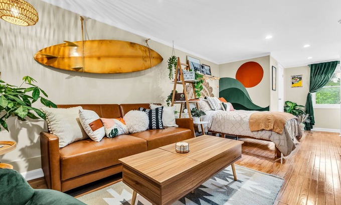 Old Orchard Beach Condo | Boho Surf Studio: Steps from the Beach at Old Orchard Beach!