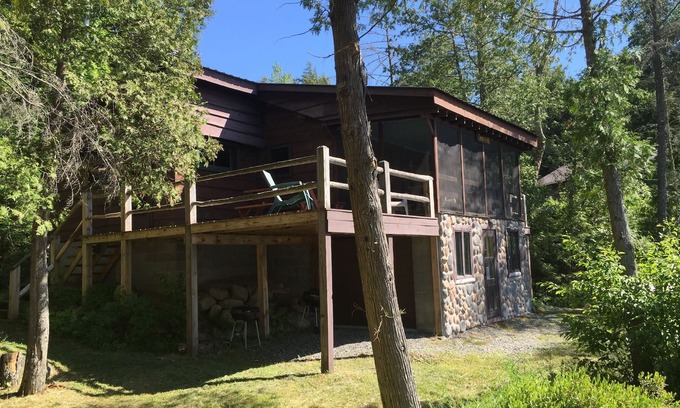 Saranac Lake Cabin | Book now for summer! Lakefront Adirondack cabin with deck, dock and great views