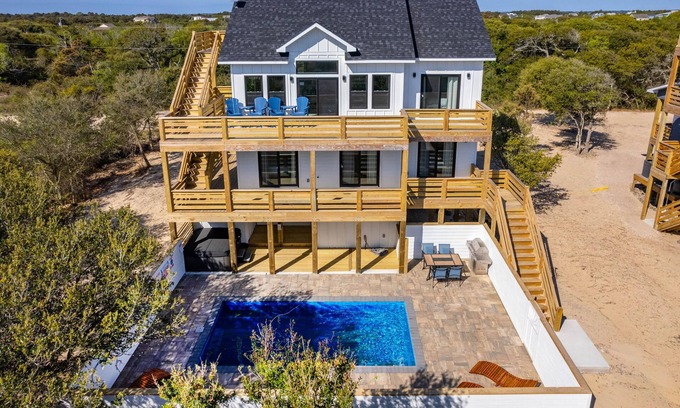 Carova Beach House | Brand New 4 Bedroom Home w/Pool, Hot Tub, Close to Beach, Wild Horses, Views