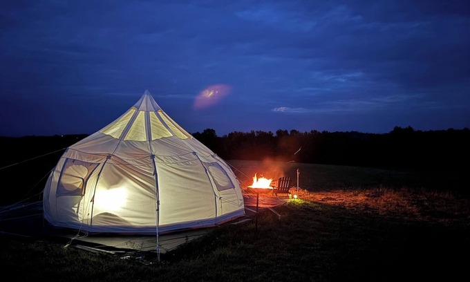 Gillett RV Rental | Camp Sly Fox Bell Tent With A Clear Ceiling. Sleep Under the Stars!