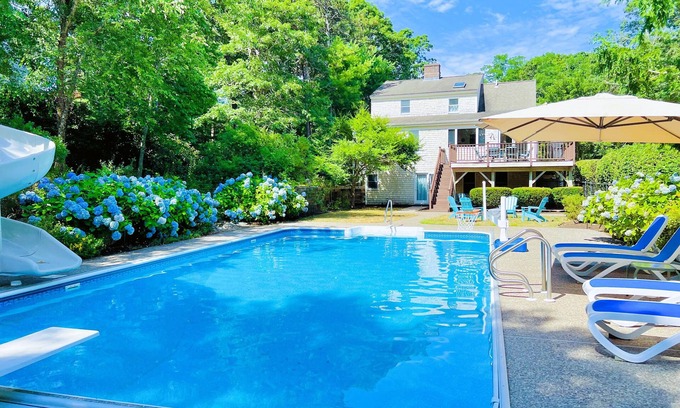 Brewster House | Cape Cod vacation home offers heated pool and close proximity to beaches