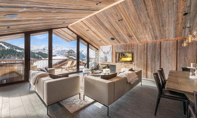 Beranger Ski Chalet | Chalet, view panoramic, sauna, terrace, fireplace or stove, parking, tv, ski locker, 180m²
