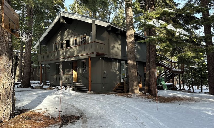 Carnelian Bay Ski Chalet | Chalet style cabin with expansive great room, awesome decks, hot tub & lake view