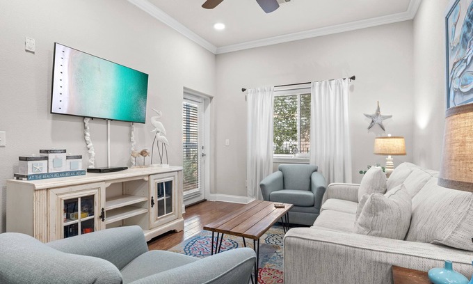 Miramar Beach Condo | Charming Alerio Condo! Walk to Beach! Steps to Pool, Hot Tub, Walk-out Patio.