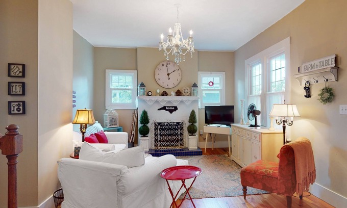 West Side Historic District House | Charming home a short walk from downtown w/2 fireplaces, porch, yard, firepit