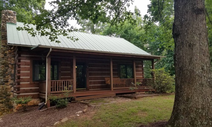 Smith River Cabin | Charming Log Home with Pond on 27 Acres with Mountain Views