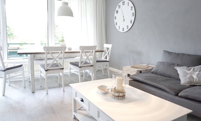 Langeoog Apartment | Charming vacation apartment with maritime flair, ground floor, 3 rooms, approx. 63m², SW, W-balcony