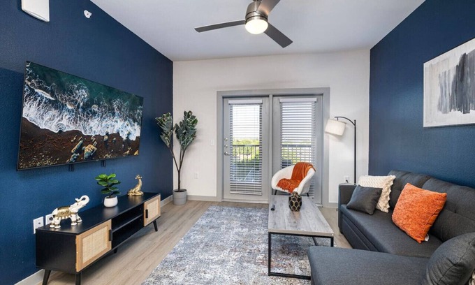 Lewisville Apartment | Chic 1BR Getaway w/Pool, Gym & Work-Ready Space