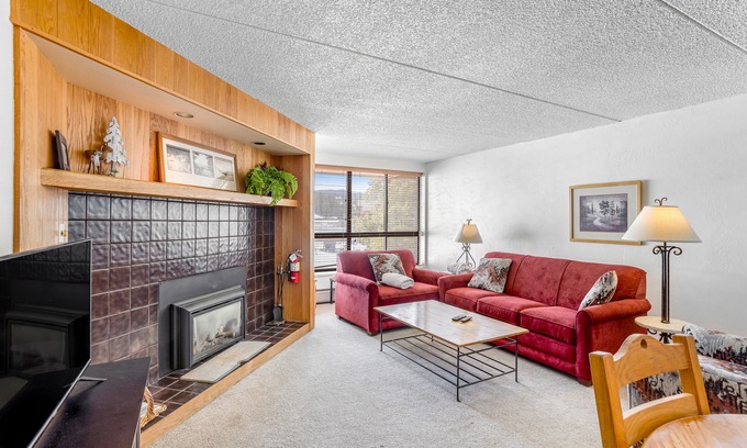 Copper Mountain Village Condo | Comfortable condo with ski lift views, shared fitness room, gas fireplace, & W/D