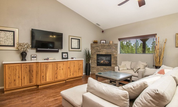 Flagstaff House | Comfy, clean & modern home backing to forest trails & only minutes to downtown!