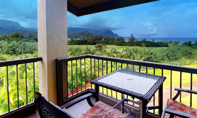 Princeville Condo | Corner condo with lanai, views of Bali Hai & ocean, AC, 2 pools & tennis courts