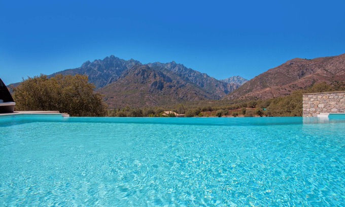 Moltifao Apartment | Corsican stone house with sea, mountain and pool views near ASCO