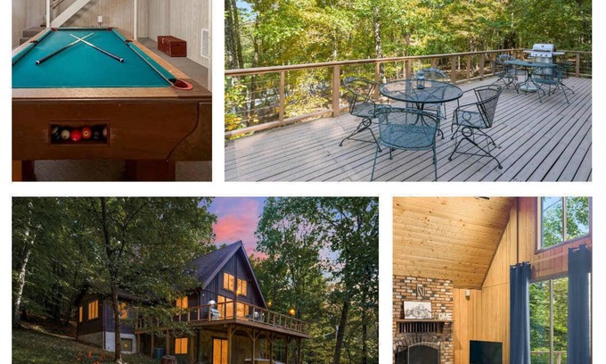 Berkeley Springs Cabin | Cozy Cabin w/Fire Pit, Hot Tub, Deck, & Pool Table