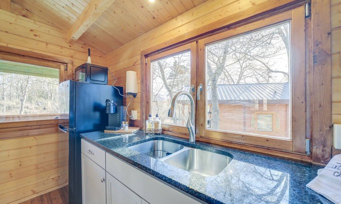 Waynesville Cabin | Cozy Smokies Tiny Home Cabin complete with a deck & mountain views.
