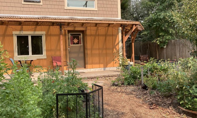 Friendly Ski Chalet | Custom Built Tiny House in an organic backyard garden