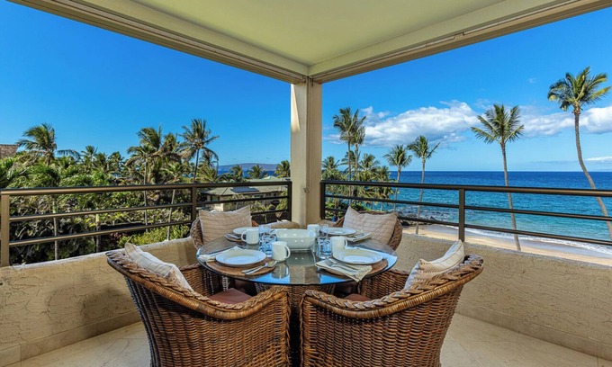 Wailea Condo | Custom Designed Beachfront Ocean View Condo Polo Beach 402!