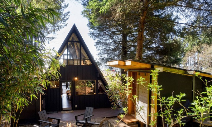 Arch Cape Cabin | Dog-friendly A-frame with hot tub, fireplace, grill, & firepit - walk to beach