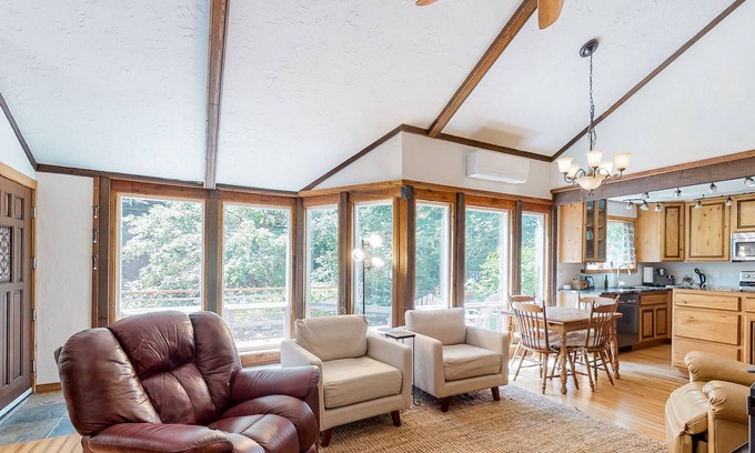 Waldport House | Dog-friendly garden cottage with a deck, firepit, & wood stove - near the beach