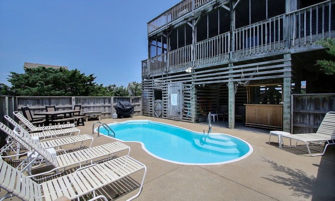 Rodanthe House | Dog-friendly house with private pool, W/D, fireplace, central AC & porches