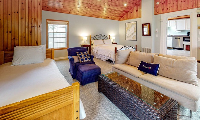 Falmouth Apartment | Dog-friendly studio just one mile from the beach with central AC, deck & firepit