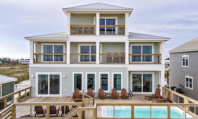 Fort Morgan House | Dolo Beach House 10 bedrooms Private Gulf Front Pool by Prickett Properties