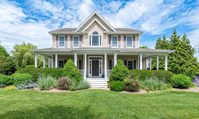Town of Southold Town House | Exquisite dog-friendly home with large yard, furnished porch, & firepit