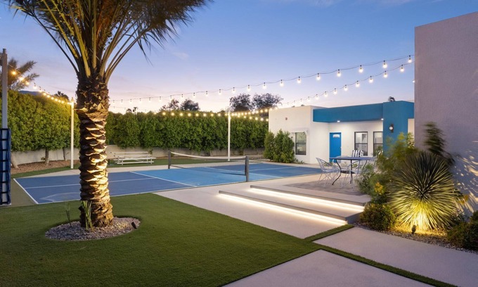 Palm Springs House | Fall Availability! Regulation-Sized Pickleball Court! Private Pool! Bocce Ball!