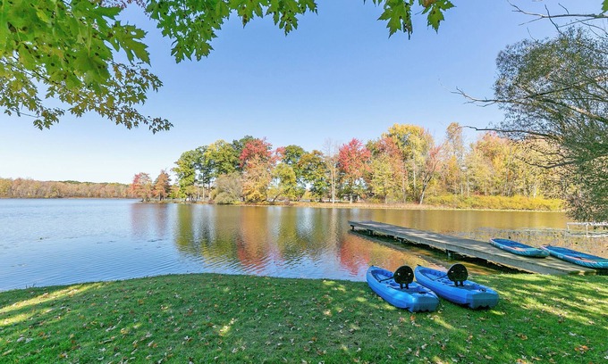 Paw Paw Lake House | Fall Colors, Lake Front, Hot Tub, Game Room, Kayak/SUPs, Firepit, Pet Friendly