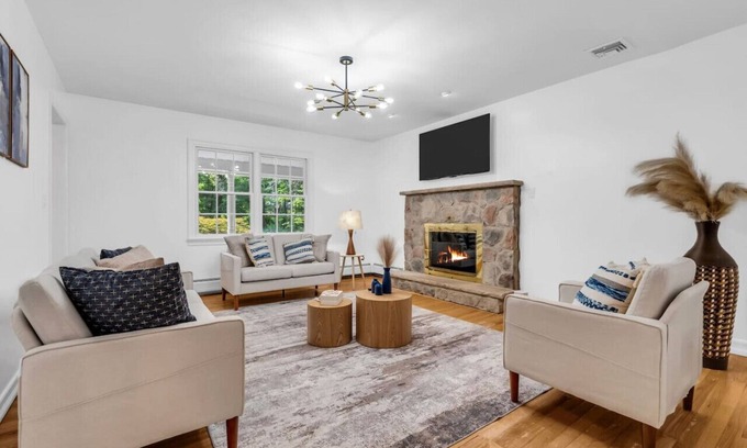 Airmont Apartment | Fall Family Oasis | Fireplace, Theater, and Games