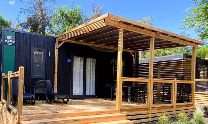 Les Conches House | Flower Camping Les Dunes * - Homeflower Premium CLIM 30.5m2 (3 bedrooms) + semi-covered terrace + TV + sheets + towels 6 people