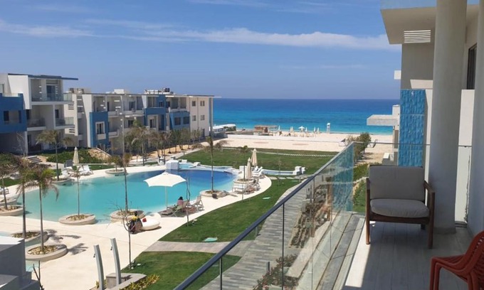 Ad-Dab'ah Apartment | Fouka Bay North Coast 2BRs Modern Style Serviced Apartment with Open Pool & Sea View
