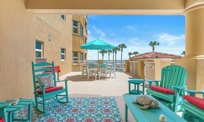 New Smyrna Beach Condo | 🌊Giant Sundeck with Pool Access | Oceanfront | Atlantic Villas 102🌊