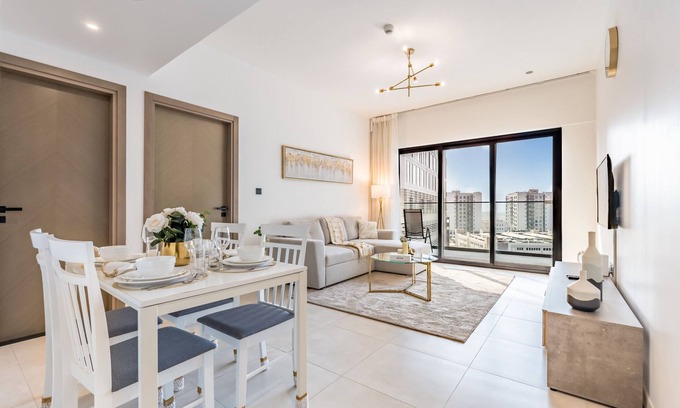 Jadaf Apartment | Glimpse of Burj Khalifa 1BR, Near Zabeel Stadium, Minutes Drive to Dubai Frame
