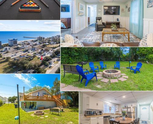 Myrtle Beach House | Gorgeous Centrally Located Ocean View 2 King, Huge Private Yard & Deck, Firepit, BBQ, & Game Tables