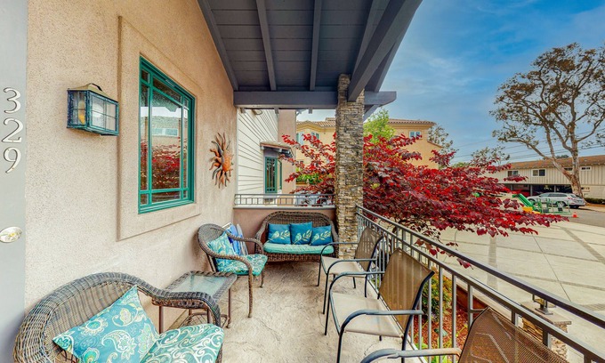 Carlsbad Village Condo | Gorgeous condo blocks from the beach with fireplace, balcony, central AC, & W/D