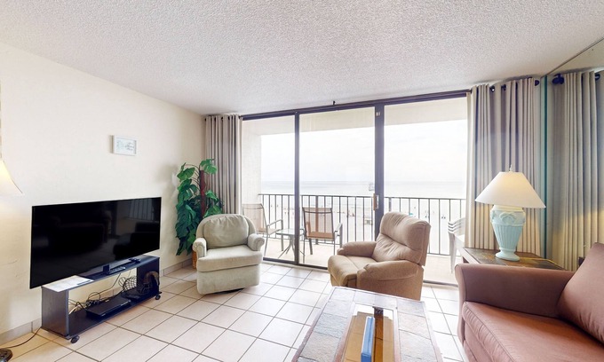 Panama City Beach Condo | Gorgeous Gulf-view condo with private balcony, beach access, pool & Hot tub
