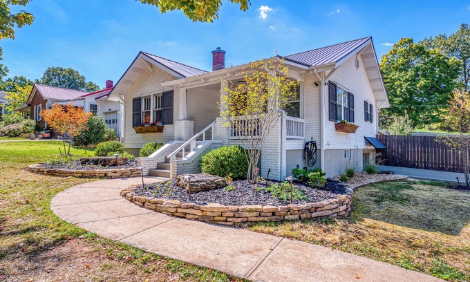 Harrison House | Great location just two minutes from downtown square with a Hot Tub!