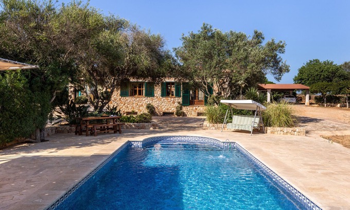 Santanyi Villa | Holiday Home Finca Es Turo with Mountain Views, Pool and Wi-Fi
