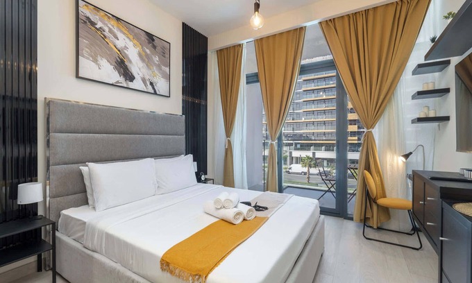 Nad Al Sheba Apartment | Homey Studio Apartment Perfect for 2 at Azizi Riviera 46