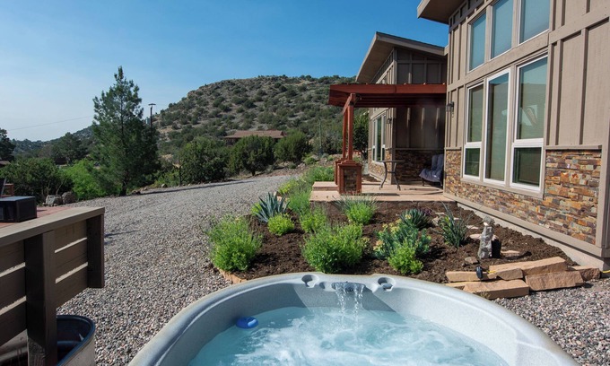 Cornville House | Hot Tub, Pool, King Bed, Views, and NO checkout chores @ Stargazer Bungalow!