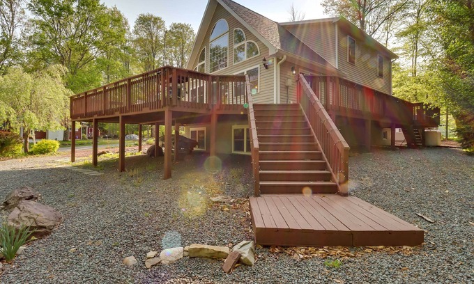 Pocono Lake House | Huge Deck: Stunning Pocono Lake Vacation Rental!