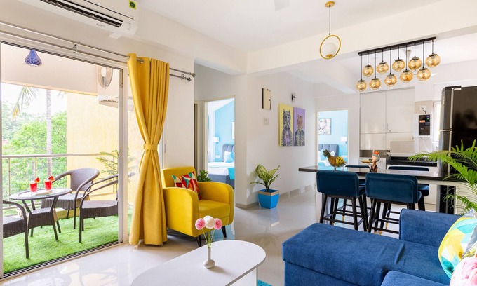 Anjuna Apartment | LA'VIDA BY ALOHAGOA! Stunning 2BHK apartment with pop art décor, 3 balconies