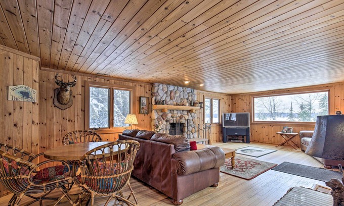 Park Falls Cabin | Lakefront Escape w/Fishing Pier & Snowmobiling!