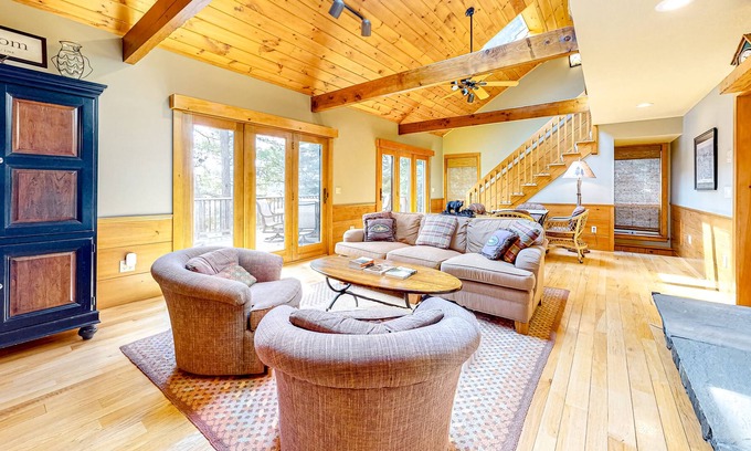 Freedom House | Lakefront home with a private beach, dock, grill, deck, W/D, and AC